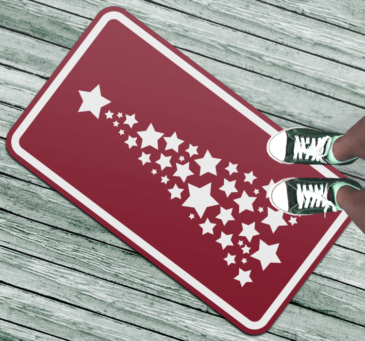 Red and white star tree Christmas tree mat - TenStickers