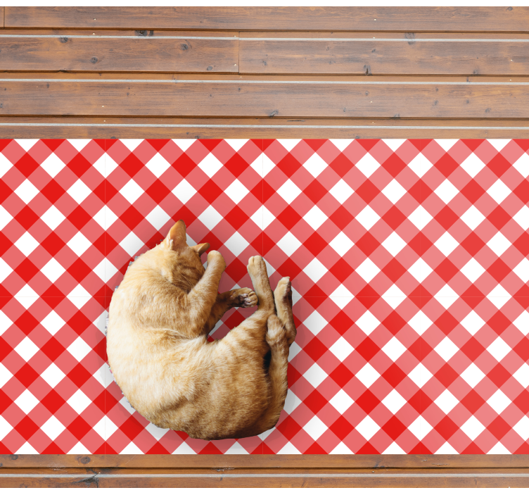 Red Checkered Pattern striped vinyl rug - TenStickers