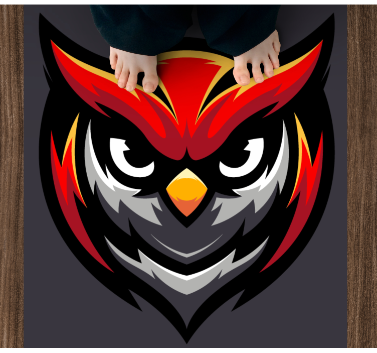 Red gaming mascot Owl bedroom rug - TenStickers
