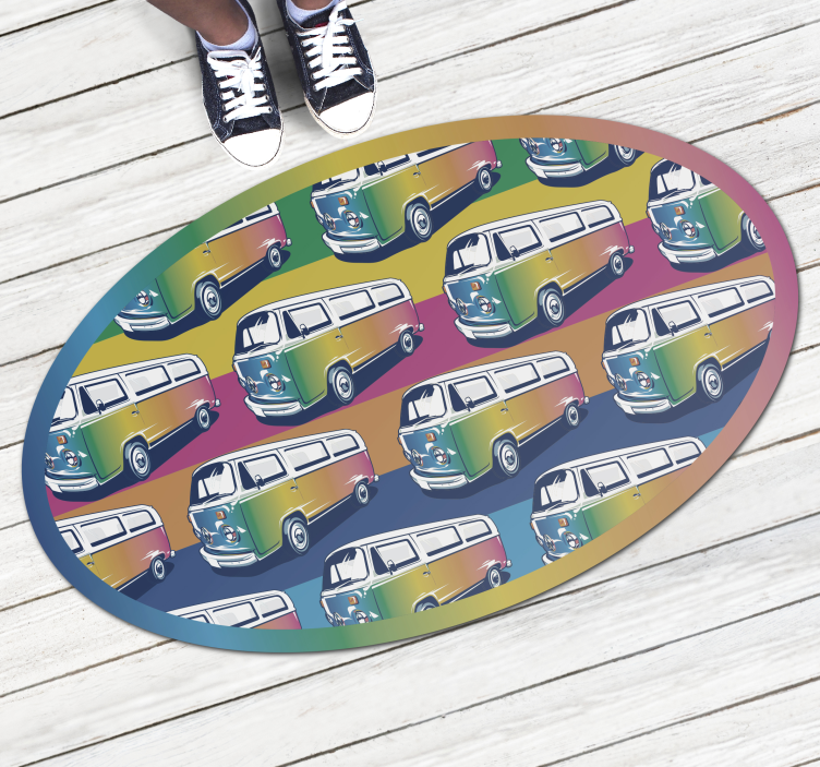 Retro Hippie Van teen vinyl rug - TenStickers