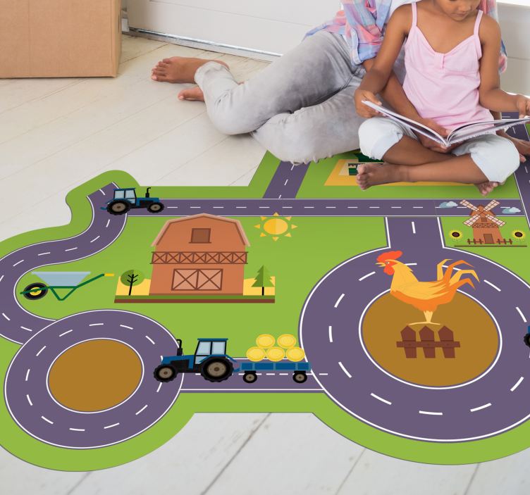 Road in shape of Tractor vinyl rug - TenStickers
