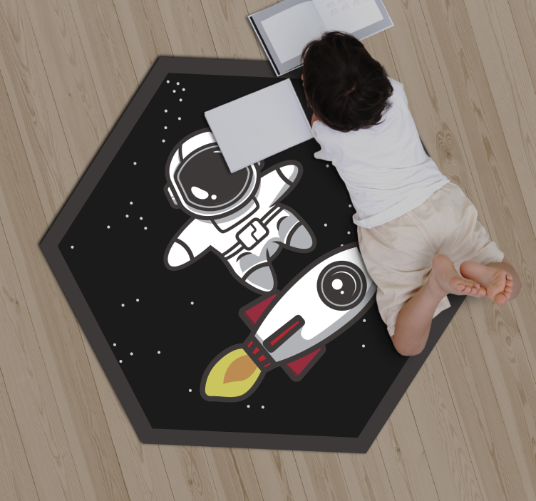 Rocket in Space kids vinyl rug - TenStickers
