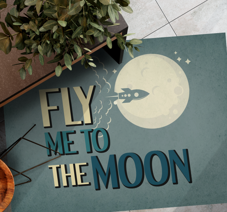 Rocket to Moon minimal vinyl rug - TenStickers