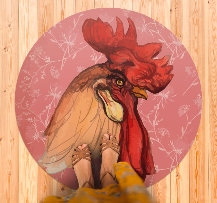 Rooster artwork animal vinyl rug - TenStickers