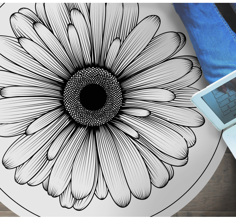 Round daisy flower floral vinyl rug - TenStickers