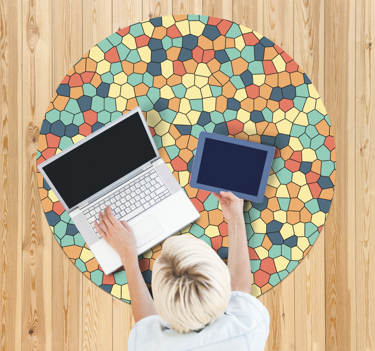 round vinyl mosaic carpet pastel - TenStickers