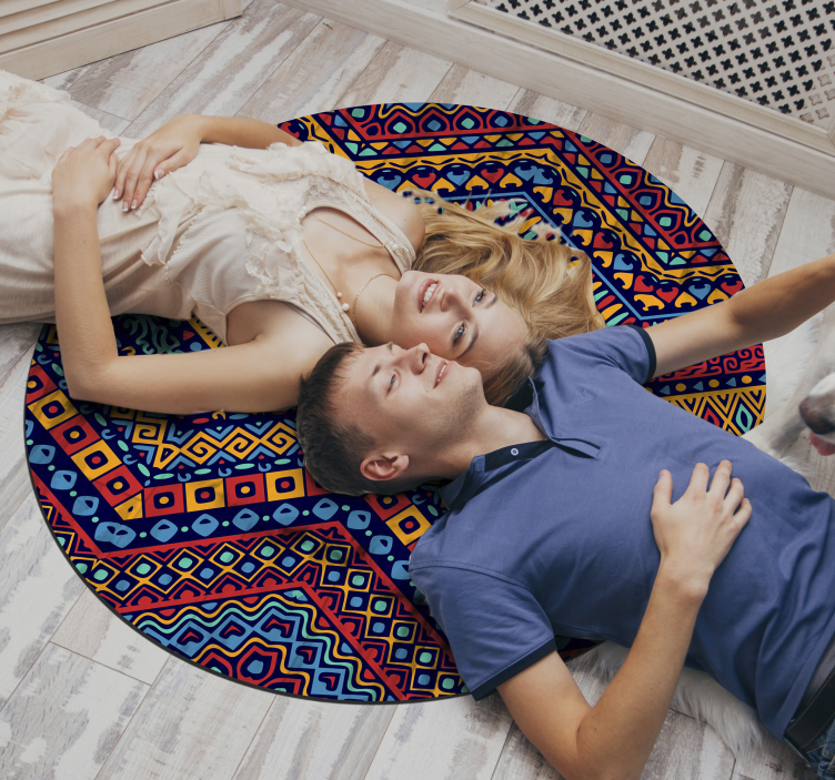 Rounded pattern ethnic vinyl rug - TenStickers