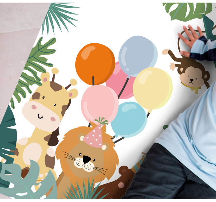 Safari animals with air balloons animal rug - TenStickers