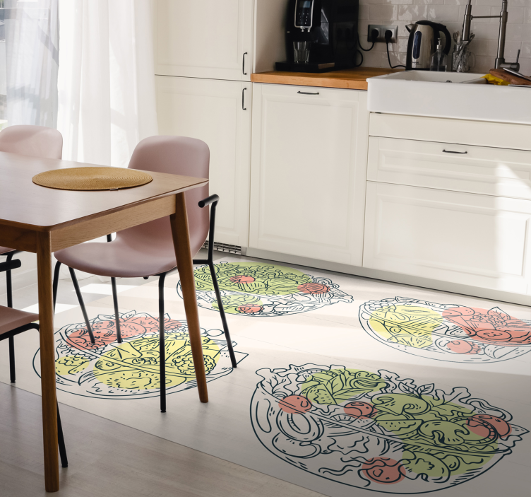 Salad Bowl Illustrations dining room vinyl rug - TenStickers