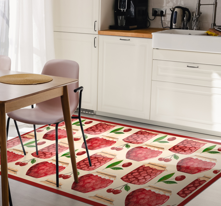 Cherry Jam Motif kitchen vinyl rug - TenStickers