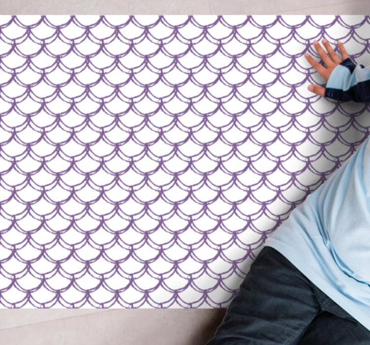 Bathroom vinyl rug with scalloped purple design - TenStickers