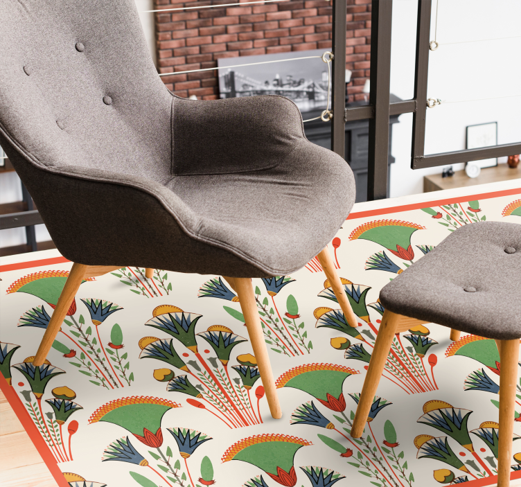 Scandinavian vintage pattern floral vinyl rug - TenStickers