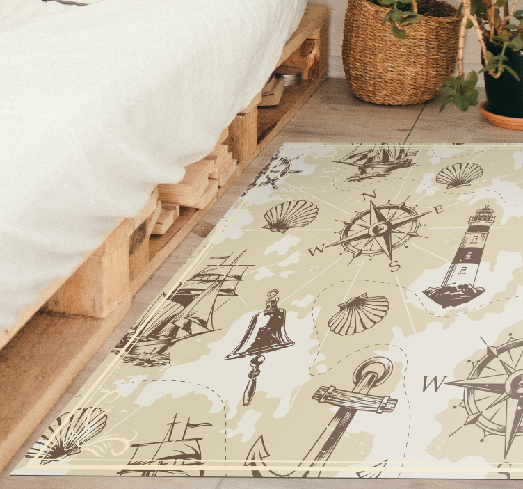 sea objects vintage vinyl rug - TenStickers