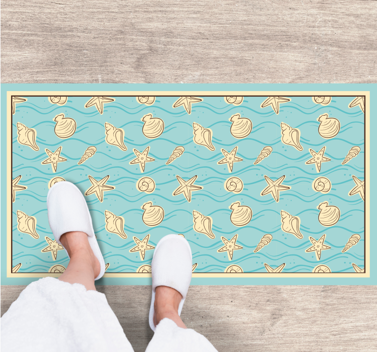 Seashell inspiration bathroom vinyl rug - TenStickers