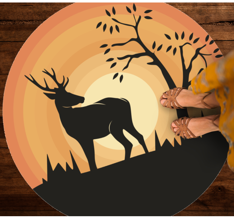 Retro serene deer silhouette vintage vinyl rug - TenStickers