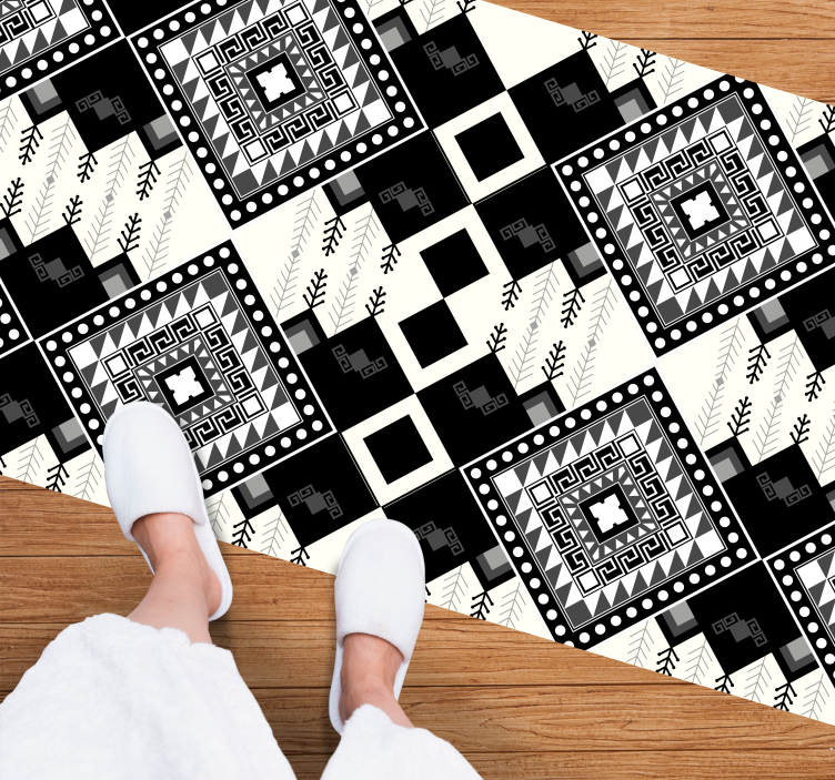 Single-hued motif ethnic vinyl rug - TenStickers