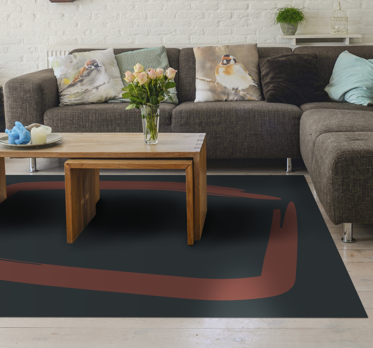 Sleek abstract shape living room vinyl rug - TenStickers