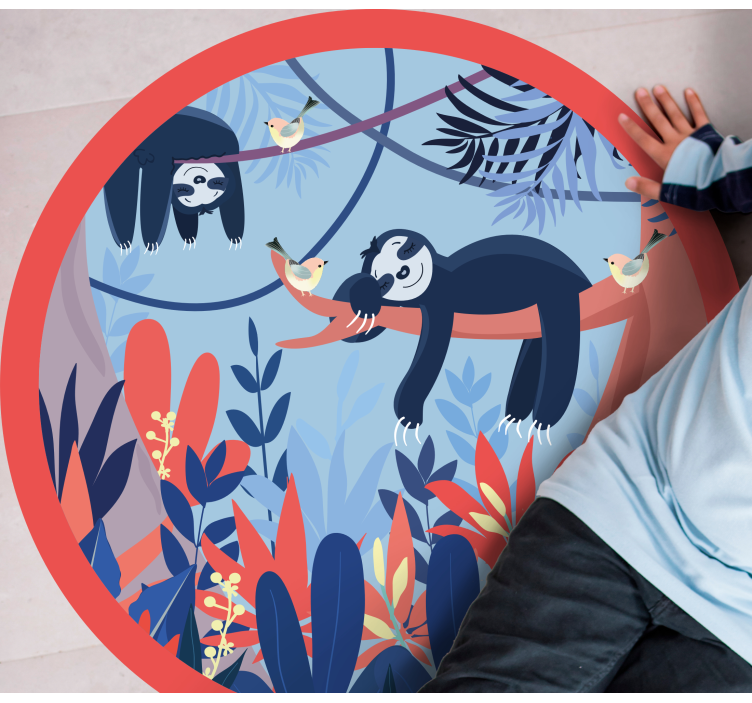 Sleeping animals in forest kids vinyl rug - TenStickers