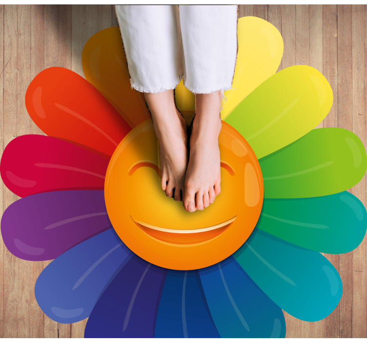 Smiley Flower Print kids vinyl rug - TenStickers