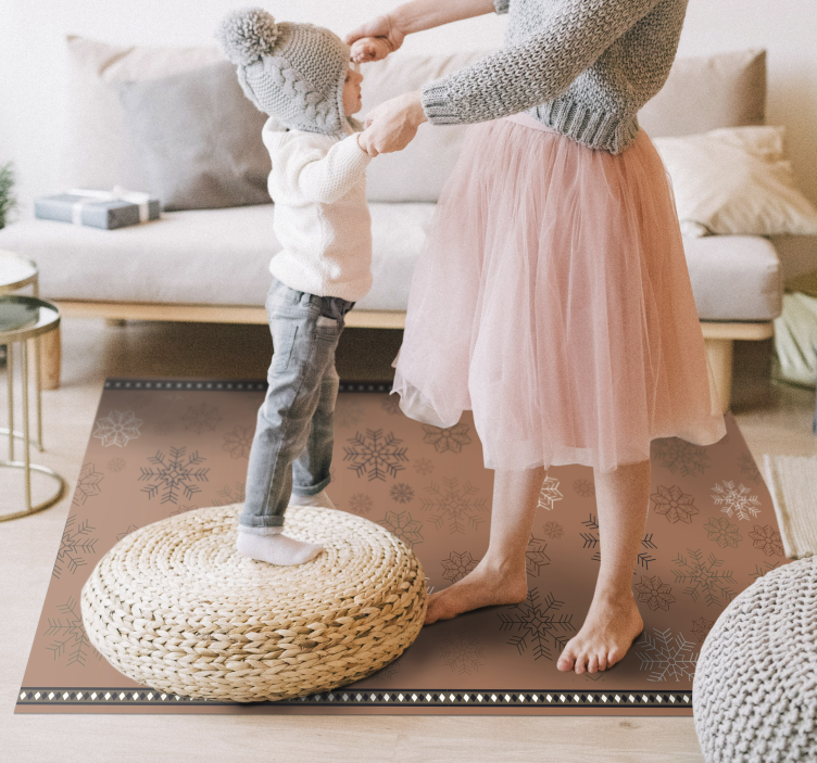 Snowflake Motif floral vinyl rug - TenStickers