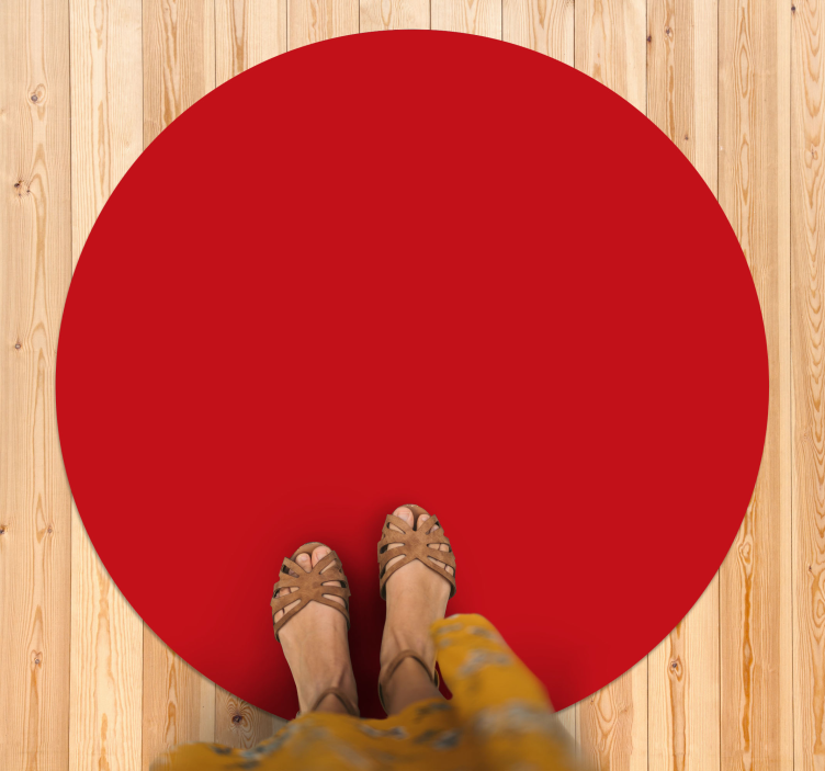 Solid Red Circle circular vinyl rug - TenStickers