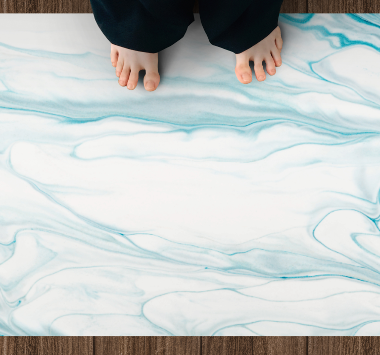 Soothing Aqua Swirls bathroom vinyl rug - TenStickers