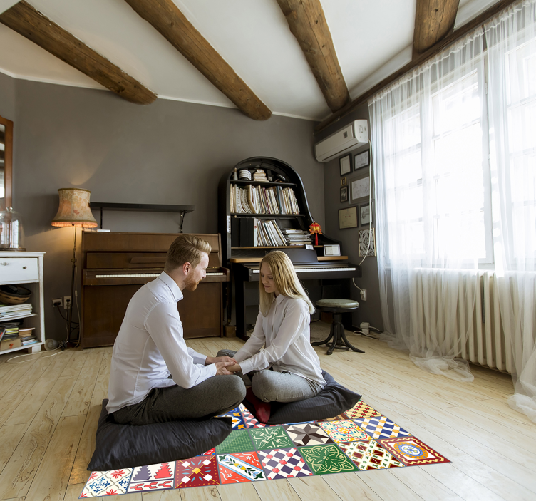 Original squared colorful vinyl rug - TenStickers