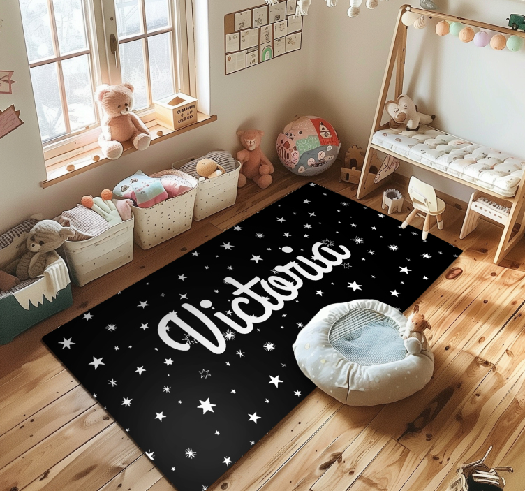 Starry night vinyl rug customizable with name - TenStickers