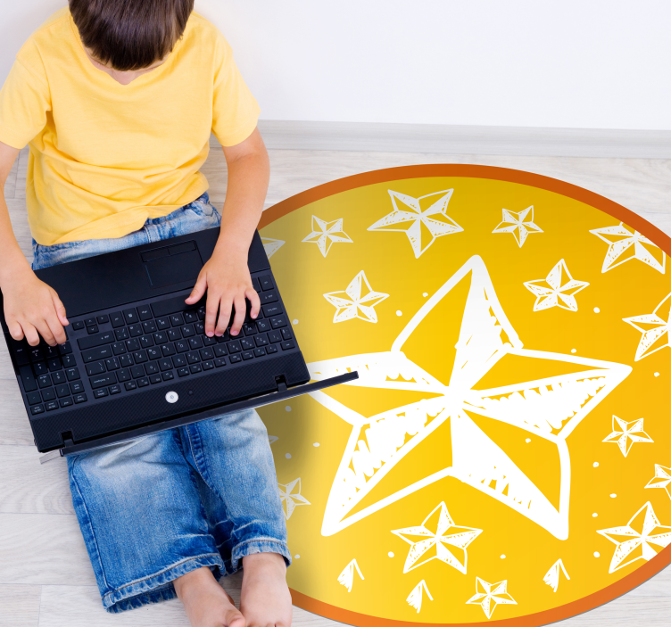 Starry Yellow Theme star vinyl rug - TenStickers