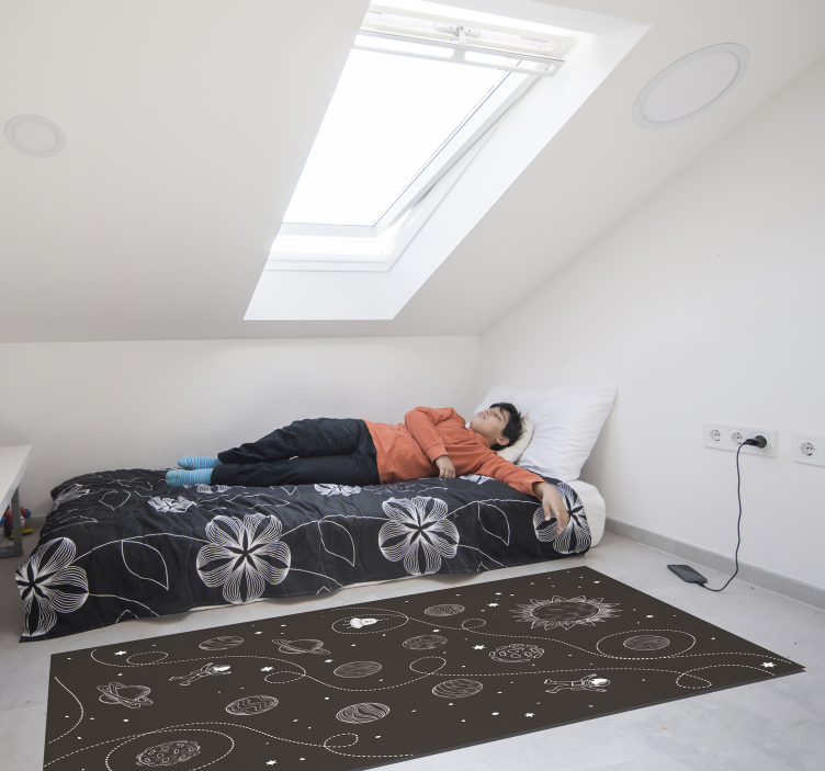 Fabulous stars and planets drawing vinyl rug - TenStickers