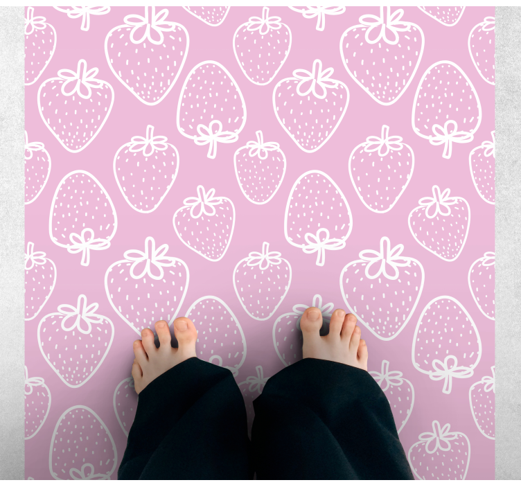 Strawberry Motif kitchen vinyl rug - TenStickers