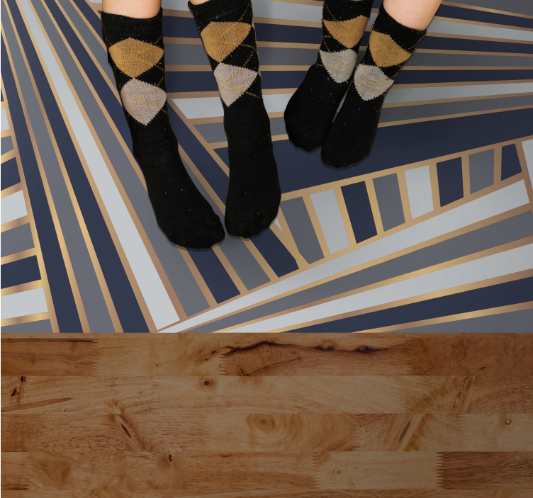 Striking grey motif striped vinyl rug - TenStickers