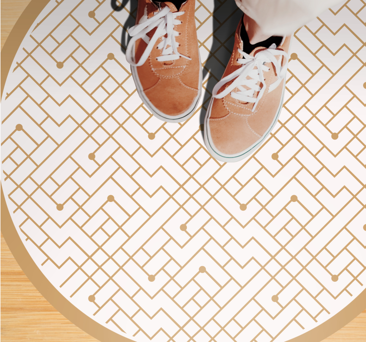 Stylish golden element geometric vinyl rug - TenStickers