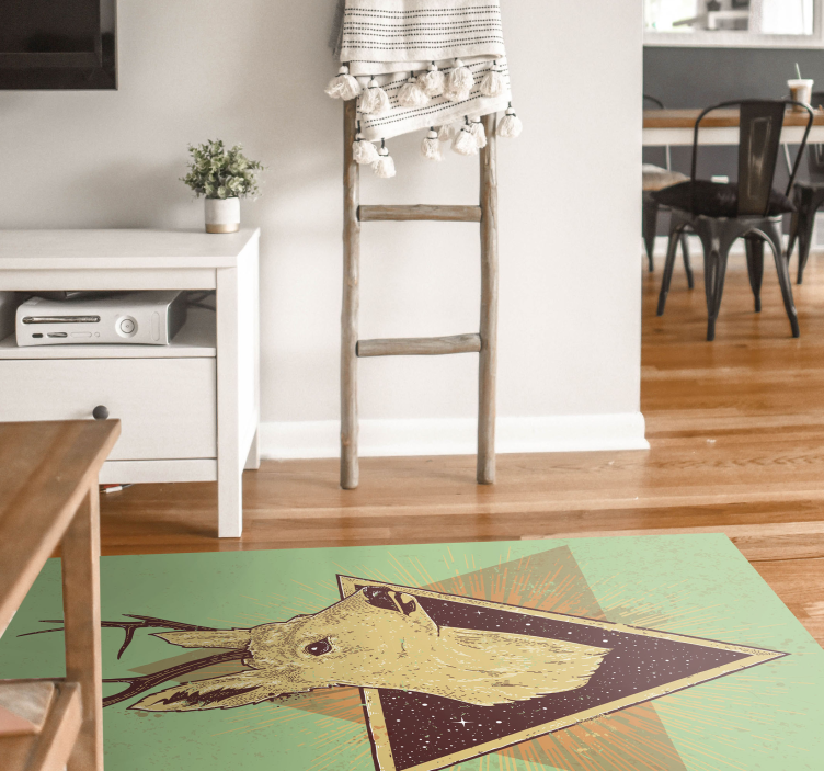 Stylized deer head animal vinyl rug - TenStickers