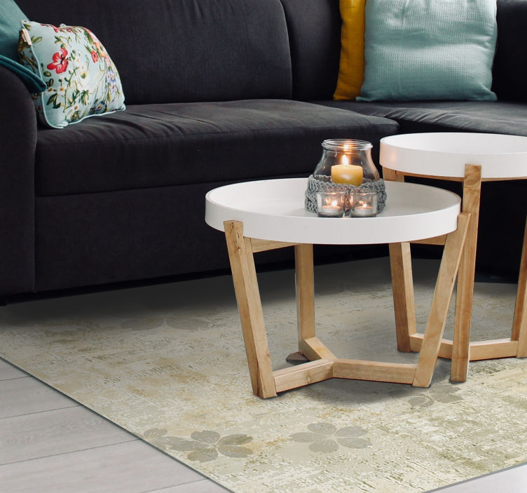Subtle floral elegance living room vinyl rug - TenStickers