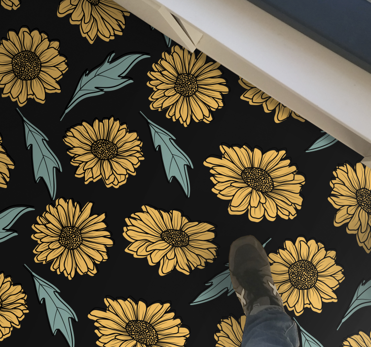Sunflower Bloom Elegance floral vinyl rug - TenStickers