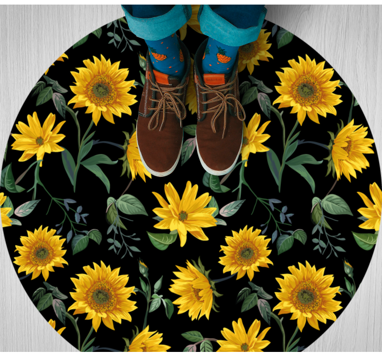 Sunflower Botanical Element floral vinyl rug - TenStickers