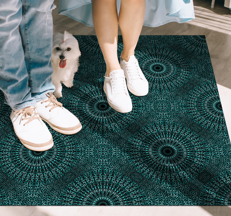 Teal pattern mandala vinyl rug - TenStickers