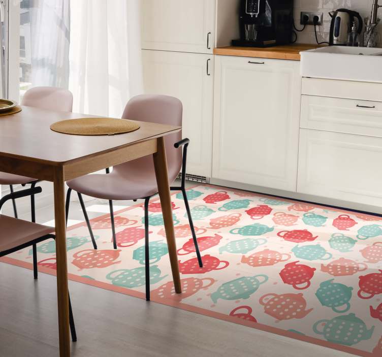 Teapot Patterns kids vinyl rug - TenStickers