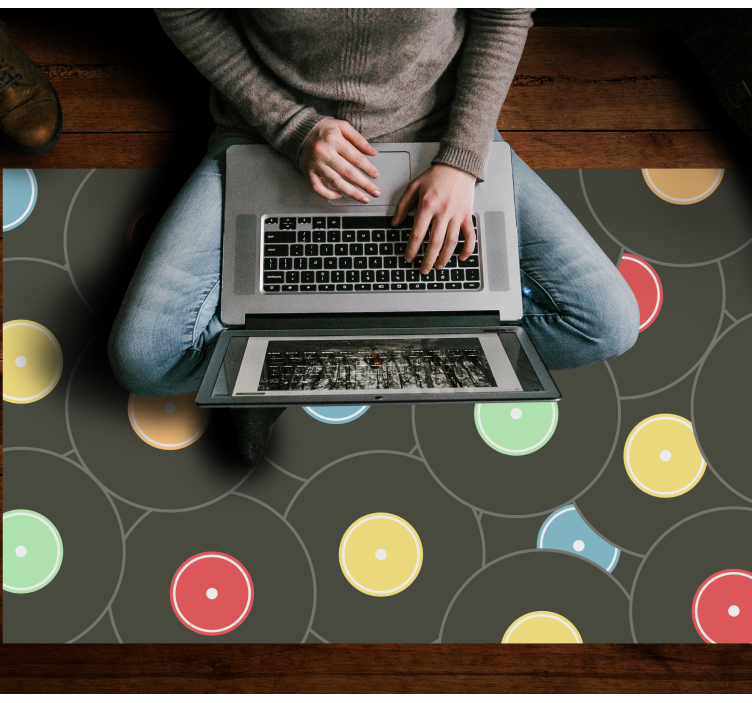 Teen vinyl rug with colorful vinyl discs - TenStickers