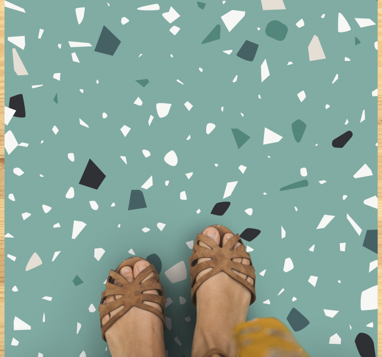 Green terrazzo style stone effect vinyl rug - TenStickers