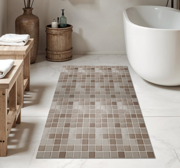Tiled Pattern bathroom vinyl rug - TenStickers