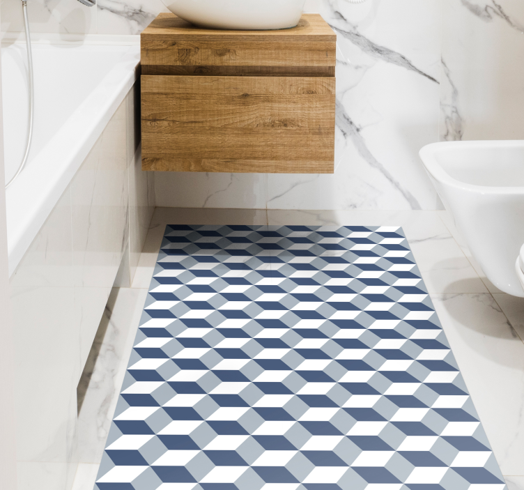 tiles in blue tones modern rug - TenStickers
