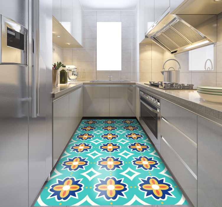 Tourquise textured  mosaic floor tiles - TenStickers