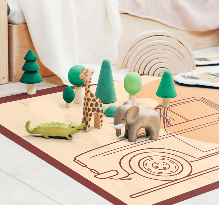 Toy Vehicle Illustration kids vinyl rug - TenStickers