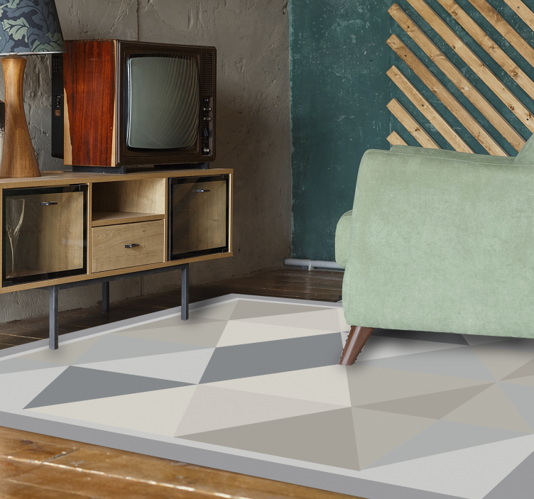 Triangular Grey Harmony geometric vinyl rug - TenStickers