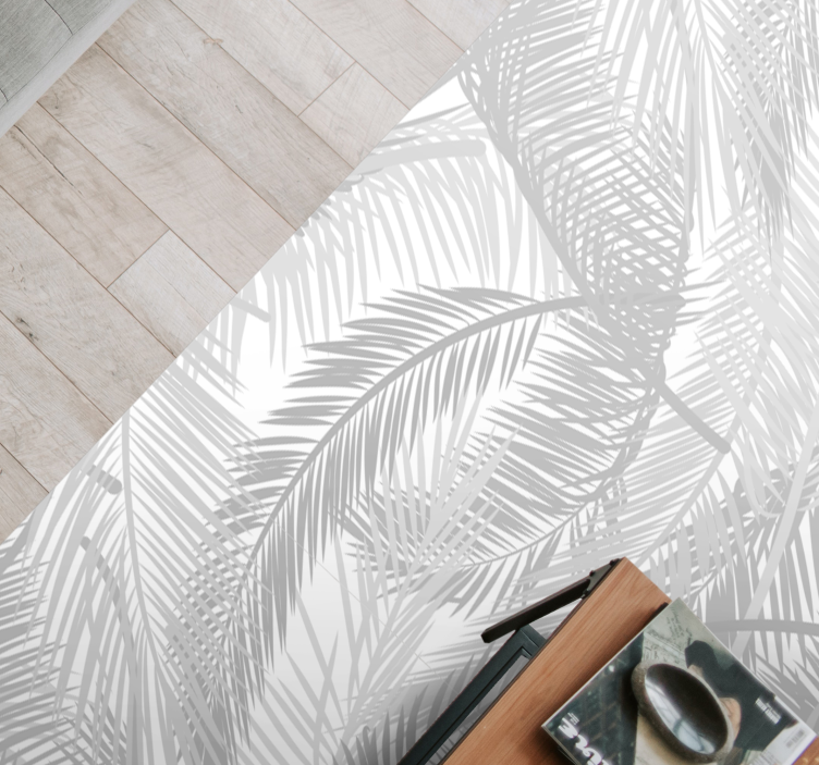 Tropical gray leafs nature vinyl rug - TenStickers