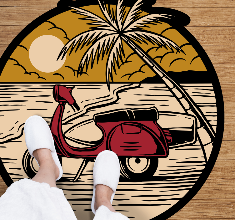 Tropical Scooter Scene kids vinyl rug - TenStickers