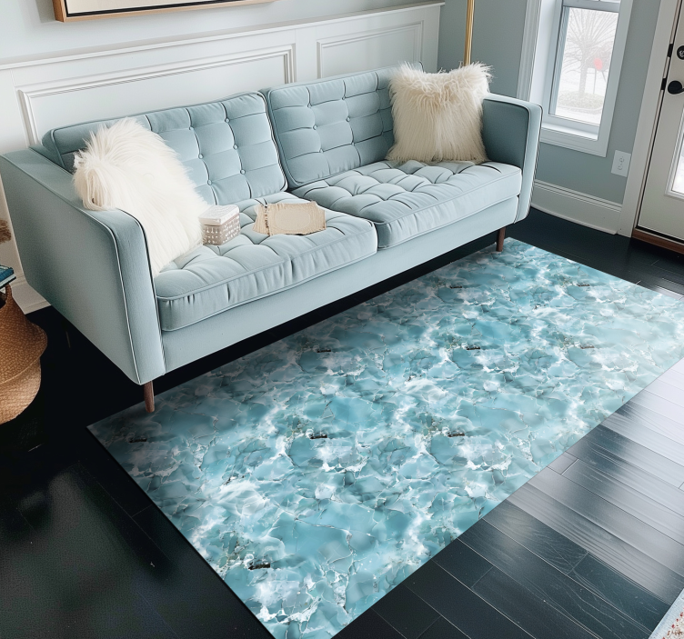 Turquoise blue marble vinyl rug - TenStickers