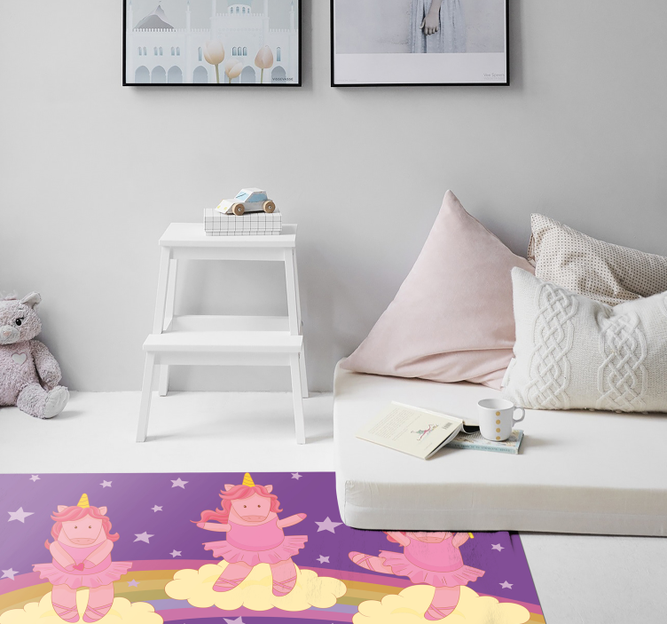 Unicorn Fantasy Dance kids vinyl rug - TenStickers